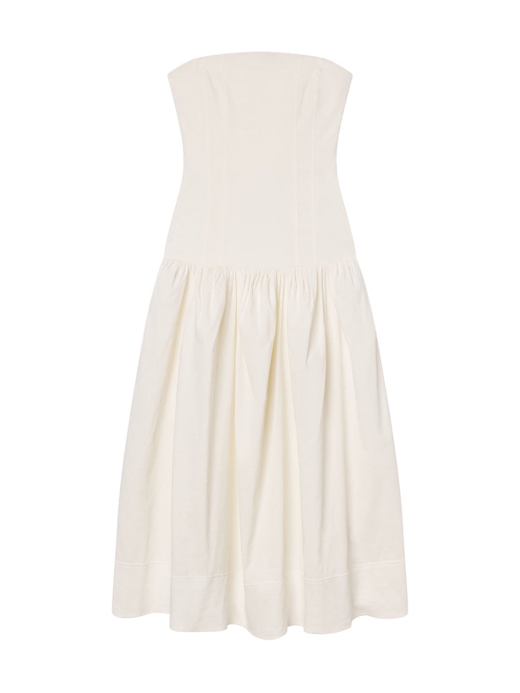 A.L.C June Strapless Linen Midi Dress